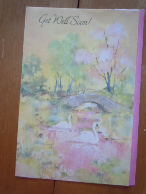 Vintage Get Well Soon Swan Scene Greeting Card by Olmpicard - $1.99