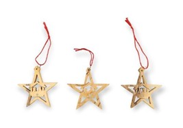 Olive Wood Christmas Ornaments Star Nativity Scene Holy Family Wooden (Set of 3) - £11.74 GBP
