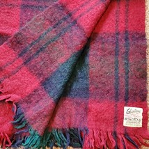 Vintage 1960s Glentana Mohair Wool Pile Blanket Throw Plaid 64x46 Inch - £34.56 GBP