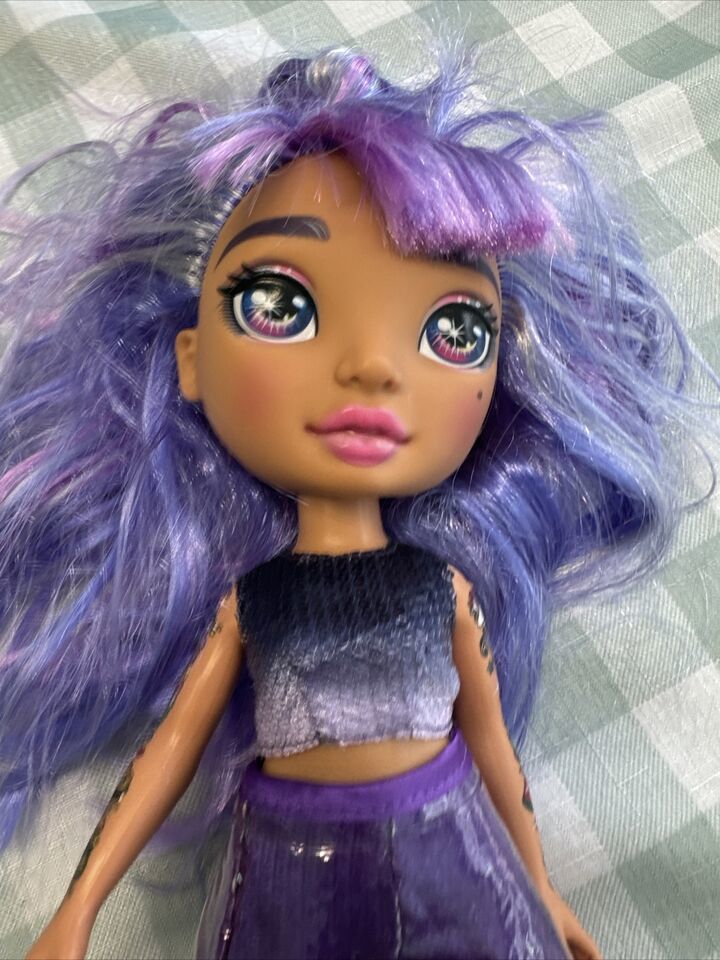 2019 Poopsie Rainbow Surprise Amethyst Rae Doll 15” Purple Hair Tattoos