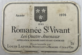Année 1976 Romanée St Vivant Vintage Wine Bottle Label Ephemera - £11.83 GBP