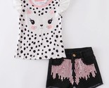 NEW Boutique Kitty Cat Girls Sequin Denim Jean Shorts Outfit Set Size 2T - £11.98 GBP