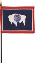 Wyoming - 4&quot;X6&quot; Stick Flag - £2.73 GBP