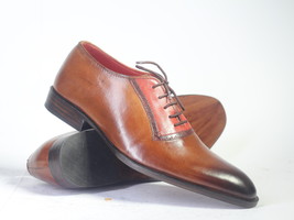 Handmade Men&#39;s Two Tone Brown Leather Dress Shoes, Men Designer Luxury Shoes - £116.53 GBP