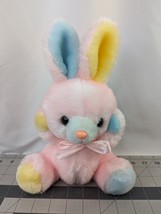 Walmart Pink Rabbit Plush Pastel Yellow Blue Ears Feet 11 Inch Stuffed Animal - $19.95