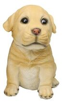 Sitting Adorable Fawn Labrador Retriever Puppy Dog Pet Pal Pooch Figurine - $25.99