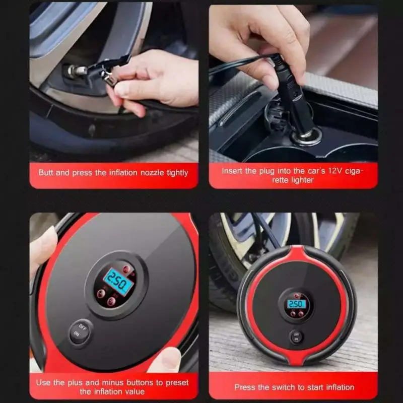 Car Air Pump Portable Electric 12V Tire Inflator Pump Smart Digital Tyre Inflata - £72.51 GBP