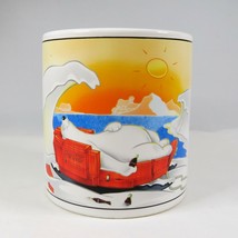 1990s Coca-Cola Brand Stoneware by Sakura Polar Bear Asleep in Sled Coff... - $9.70