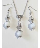 White Nephrite Jade silver jewelry set White Jade Tourmaline Victorian s... - €45,13 EUR