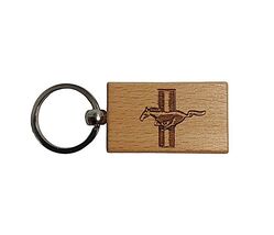 New Ford Mustang Logo Laser Engraved Wood Keychain - $7.89