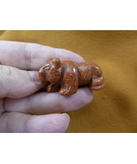 Y-PANT-565) Orange Goldstone PANTHER stone LEOPARD big wild cat GEMSTONE... - $266.28 MXN
