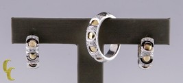 14k Two Tone Gold Diamond Band Ring and Hoop Earrings TDW = 1.00 ct Size 7 - $1,505.41