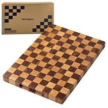 Rectangle End Grain Acacia/Rubber Wood Cutting Board -Reversible Hand Gr... - $128.69