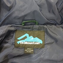 Tri-Mountain Mens Windbreaker Green/Blue Full Zip Hidden Hoodie Jacket Size 2XLT image 4