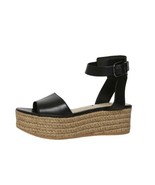 VIA SPIGA Nemy Black Leather Ankle Strap Platform Espadrilles Sandals, 9 - $26.91 CAD