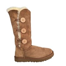 UGG Boots Womens Size 8 Brown Bailey Button Triplet II Shearling Tall Suede - $85.49
