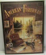 Nostalgic AMERICAN FISHERMAN Tin Sign Picture Fly Fishing by Lynn Robert... - $15.95