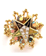 Order of Eastern Star OES Pin Gold Tone Enamel AB Rhinestone Fraternal B... - $28.05 CAD