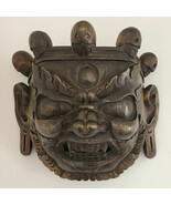 Rare Bhutanese Wooden Bhairab Mask Wall Hanging - Made in Nepal - $3,645.93 MXN