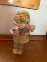 Enesco KINKA Cute Ceramic Girl in Winter Clothes w Christmas Holiday Gift Packag - £10.46 GBP