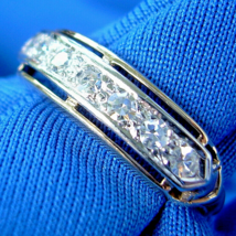 Earth mined Diamond Deco Wedding Band Vintage Anniversary Bridal Ring Solid 14k - $36,151.09 MXN