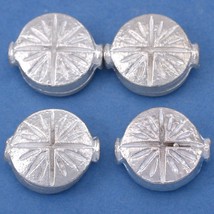 Fluted Star Disc Silver Plated Beads 9.5mm 15 Grams 4Pcs Approx. - £5.40 GBP