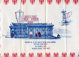 Mort&#39;s Port Sea Food Placemat &amp; Napkin Shark River Bridge Neptune New Je... - £22.15 GBP