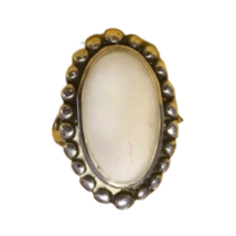 Antique Mother Of Pearl Oval Ring Sterling Silver Navajo Native Size 7.25 - £215.14 GBP
