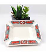 Villeroy &amp; Boch Geometric Porcelain Ashtray – Red &amp; Turquoise Art Deco S... - $44.21 CAD