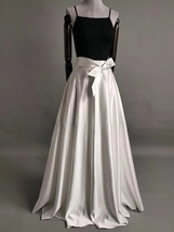 White Maxi Satin Skirt Outfit Women Custom Plus Size Maxi Satin Formal Skirt image 1