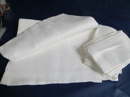Linen off white 100 x 68&quot; tablecloth and 11 napkins - $123.75