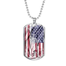 Express Your Love Gifts US Flag Distressed with Statue of Liberty Necklace Stain - £35.05 GBP