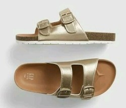 Gap Kids Metallic Gold Tan Double Buckle Cork Sandal Shoes Size 1/2 Yout... - $17.81