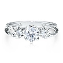 1Ct Round Simulated Diamond 14K White Gold Plated Silver Engagement 3-Stone Ring - £108.86 GBP