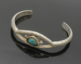 NAVAJO 925 Sterling Silver - Vintage Antique Turquoise Cuff Bracelet - BT7991 - £140.13 GBP