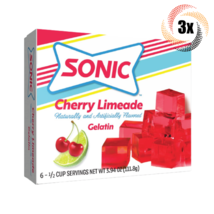 3x Packs Sonic Cherry Limeade Flavor Gelatin | 6 Servings Per Pack | 3.94oz - £12.33 GBP