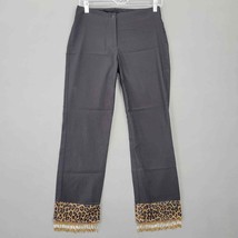 Rampage Pants Women Size 5 Black Stretch Funky Fringe Bead Animal Flat Front USA - £8.41 GBP