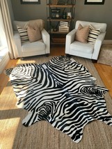 New Zebra Cowhide Rug Size:~ 7&#39; X 6.5&#39; Upholstery Zebra Cowhide Rug from... - $187.11