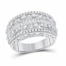 14kt White Gold Womens Baguette Diamond Fashion Band Ring 1-1/4 Cttw - £1,400.78 GBP