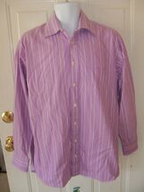 Burberry London  Purple/White Striped Cotton Dress Shirt Size 16 Men's EUC - $54.90