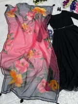 Black Georgette Gown Floral Dupatta || Sequins Work Festival Punjabi dress Set | - £62.20 GBP