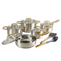 Oster Davinelle 12 Piece Stainless Steel Cookware Set in Silver with Gol... - $2,317.87 MXN