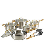 Oster Davinelle 12 Piece Stainless Steel Cookware Set in Silver with Gol... - $174.11 CAD