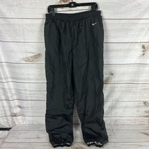 Vintage Nike Men&#39;s XL Black Swoosh Wind Track Pants Zip Ankles Logo FLAWS - £7.20 GBP