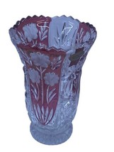 6&quot; Anna Hutte Bleikristall Ruby Red Vase 24.% Photo Lead Crystal - £22.47 GBP