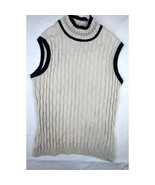 Vintage St John Sweater Vest Womens Small Ivory Blue Quiet Luxury Pullov... - $58.82