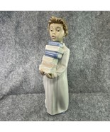 Nao Lladro Boy With Books &quot;Ready For Tomorrow&quot; 11 1/8” Spanish Porcelain... - $48.01 CAD