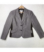 Liz Claiborne Blazer Womens M Brown Elbow Patch Lined Wool Suit Jacket Coat - £16.55 GBP