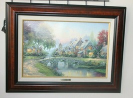 Thomas Kinkade Cobblestone Bridge Canvas Classic Limited ED Framed 18.5&quot; x 24&quot; - £257.97 GBP