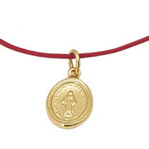 Kabbalah Red String Bracelet 14k Solid Gold Virgin Mary Mother of Jesus Charm - £125.31 GBP